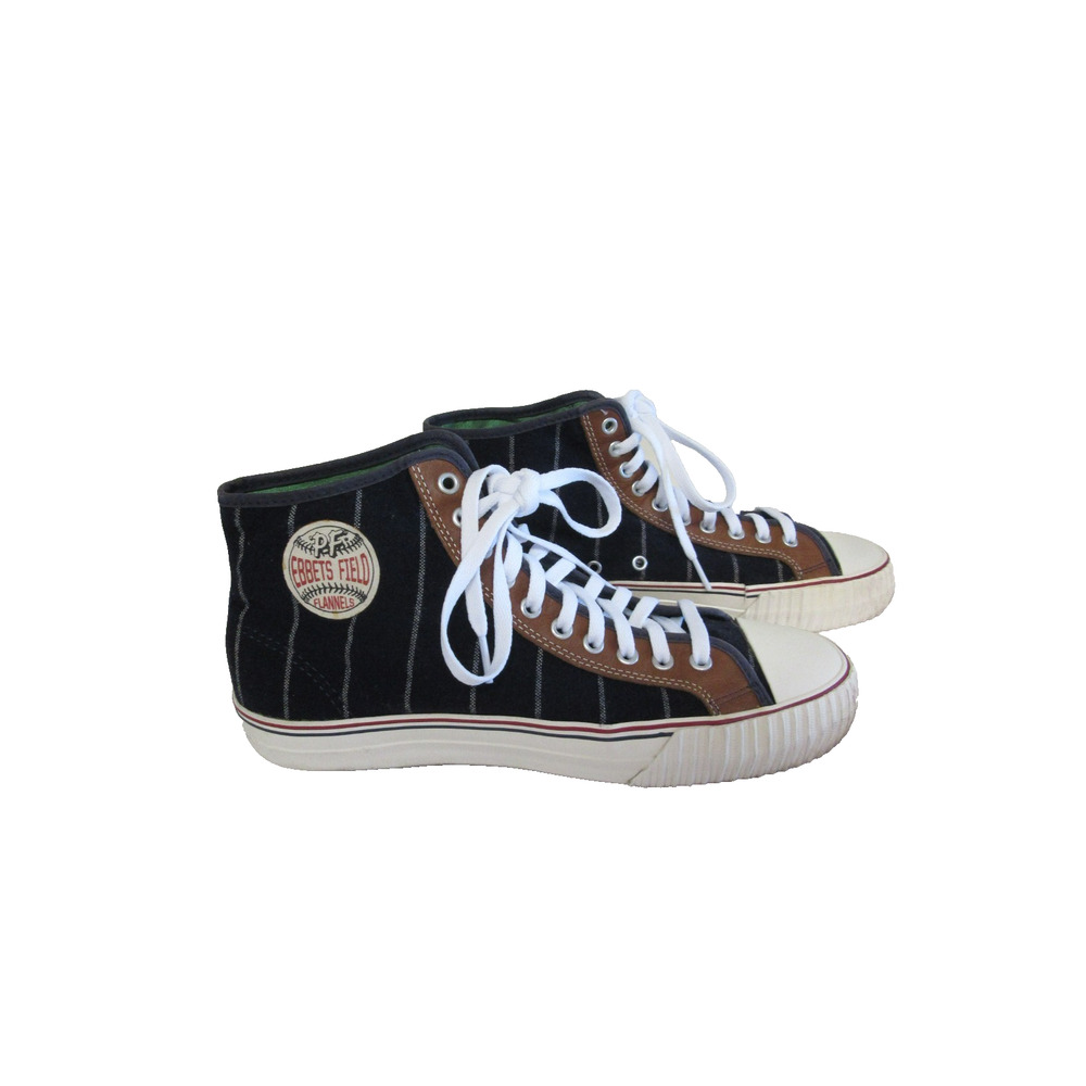 PF Flyers Ebbets Field Navy Blue Pinstripe Flannel 11 Retro High Top Sneakers - Picture 4 of 10